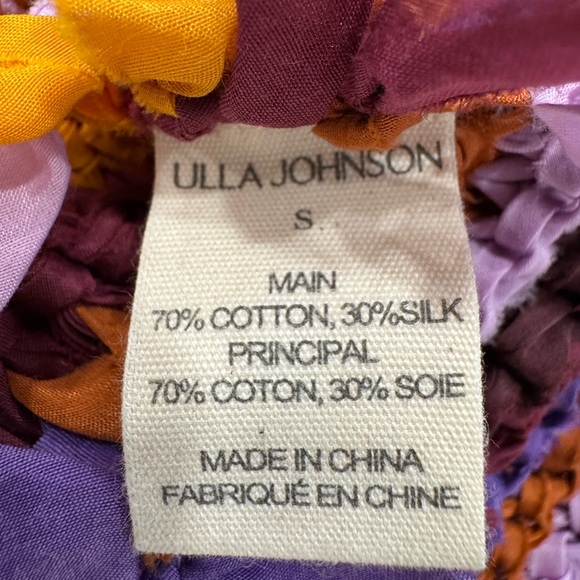 ULLA JOHNSON Emmalina Crochet Fringe Cotton & Silk Maxi Dress in Violet Orange - Picture 12 of 14